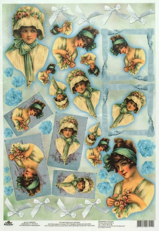 Rice Paper – Vintage Ladies on Blue Color