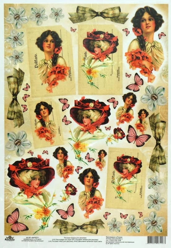 Rice Paper – -Vintage Lady Butterfly-