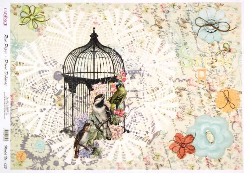 Rice Paper – Three Birds on Lace