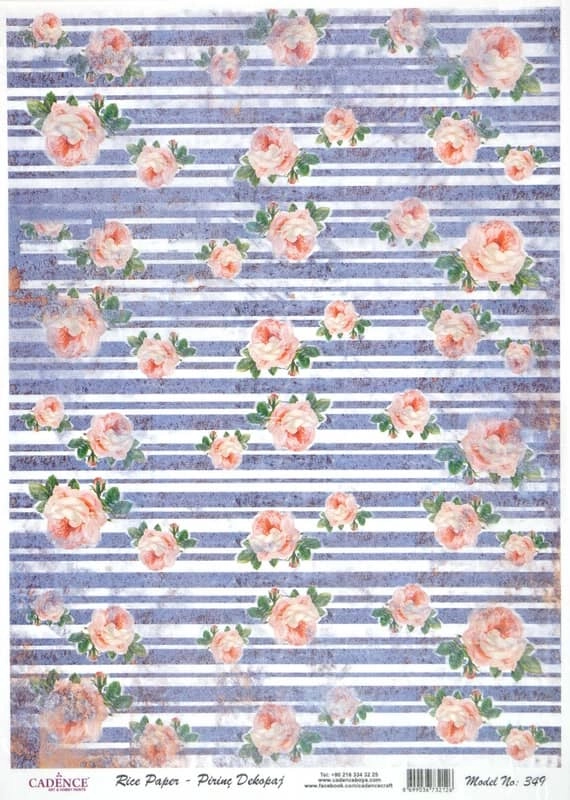 Rice Paper – Roses on Blue