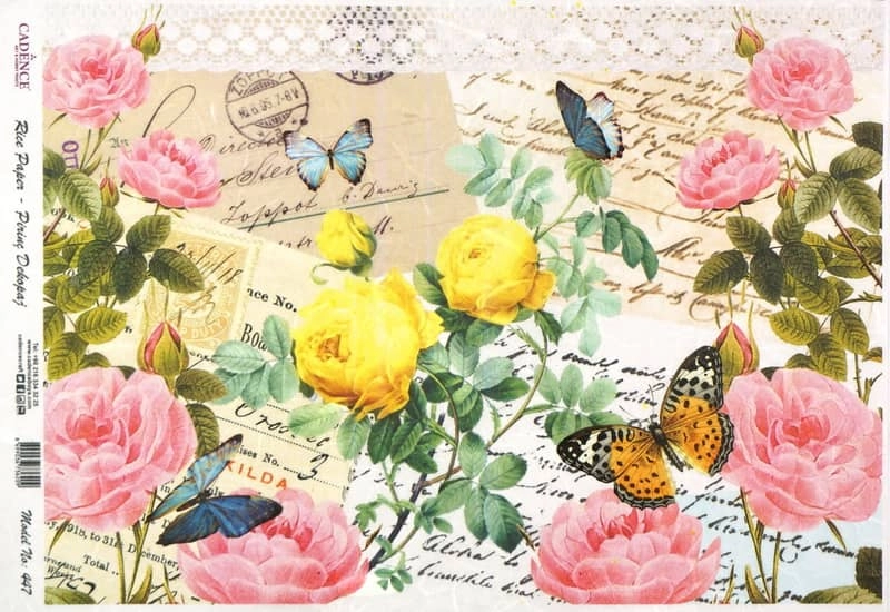 Rice Paper – Colorful Roses on Cards