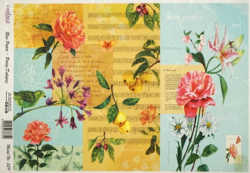 Rice Paper – Flowers on Turquoise