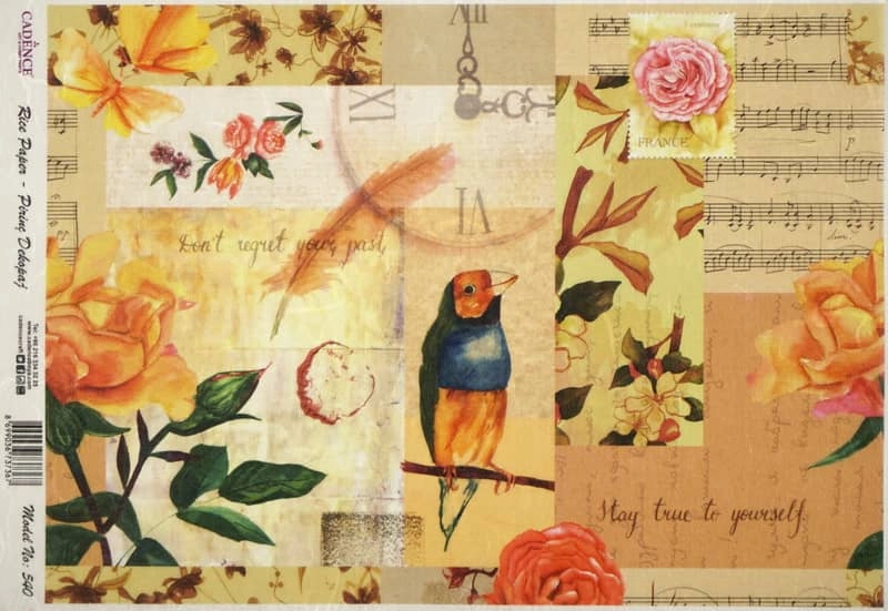 Rice Paper – Flowers Bird Collage