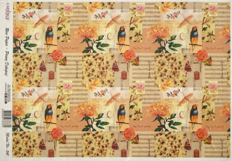 Rice Paper – Flowers Bird Collage 2