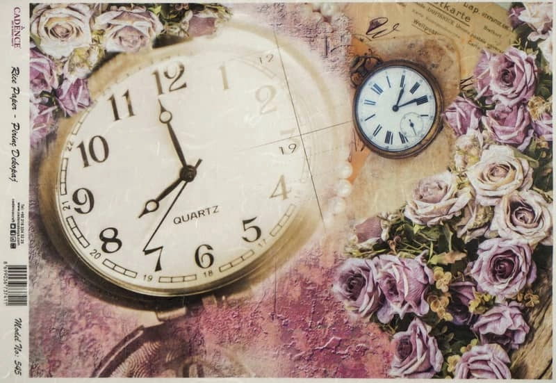 Rice Paper – Purple Roses & Clock