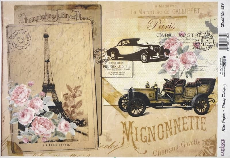 Rice Paper – Paris with pink roses