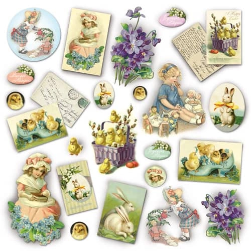 Stamperia Vintage Easter and Spring Collage Rice Paper, 50x50cm