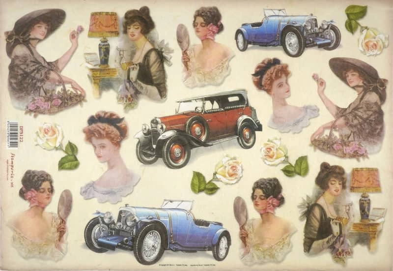 Stamperia Rice Paper 33x49cm – Vintage Cars DFS122