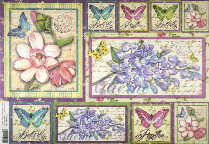 Stamperia Rice Paper 33x49cm – Flowers and butterflies DFS258