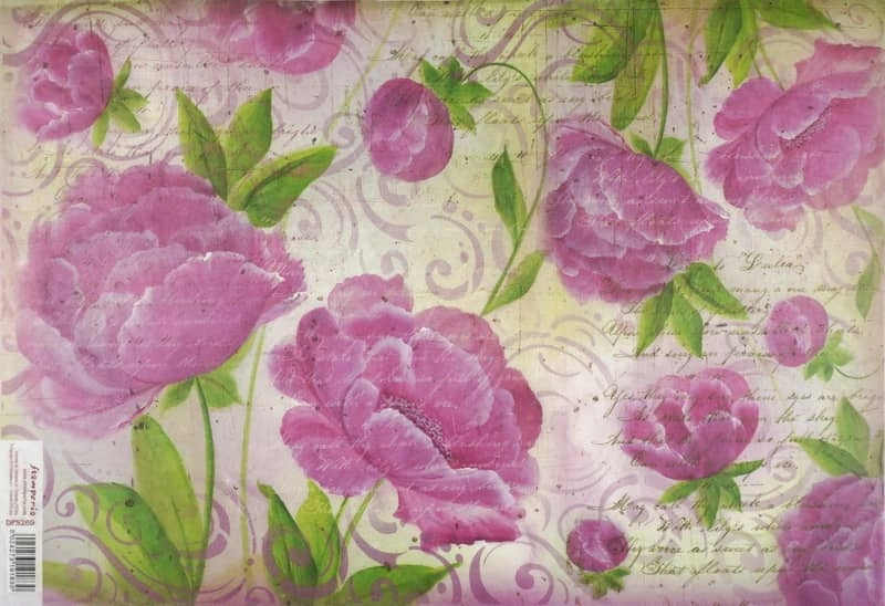 Stamperia Rice Paper 33x49cm  – Pink Flowers DFS269