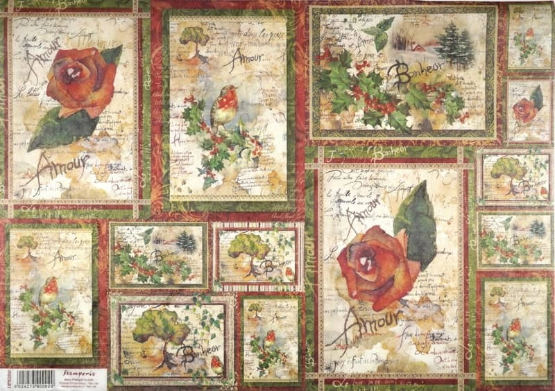 Stamperia Rice Paper 33x49cm – Flowers & Poems Square DFS280