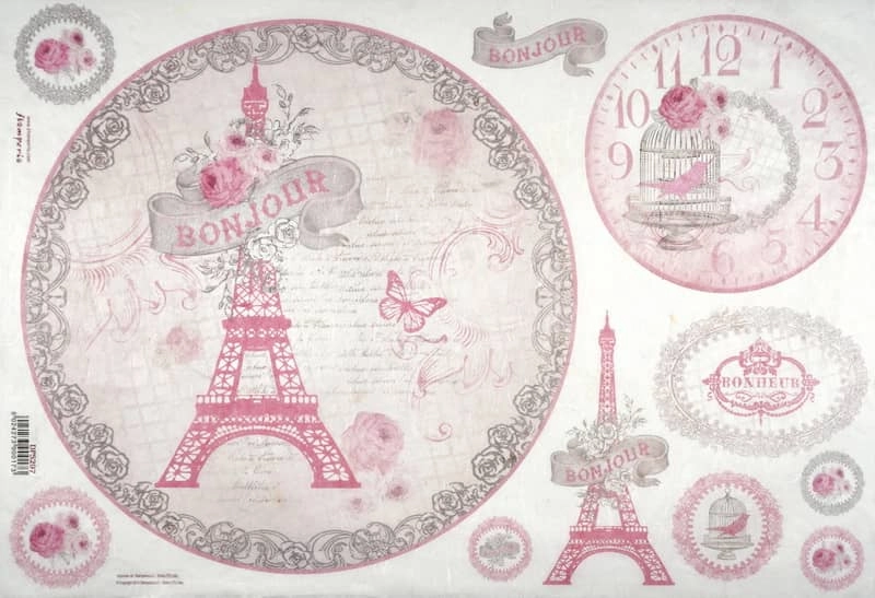 Stamperia Rice Paper 33x49cm – La Vie En Rose Tour Eiffel DFS297
