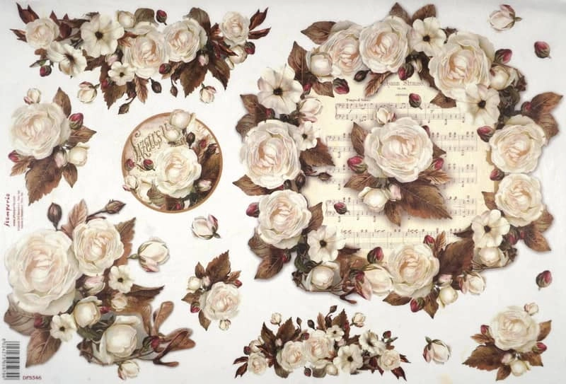 Stamperia Rice Paper 33x49cm – Winter Wood Roses DFS346