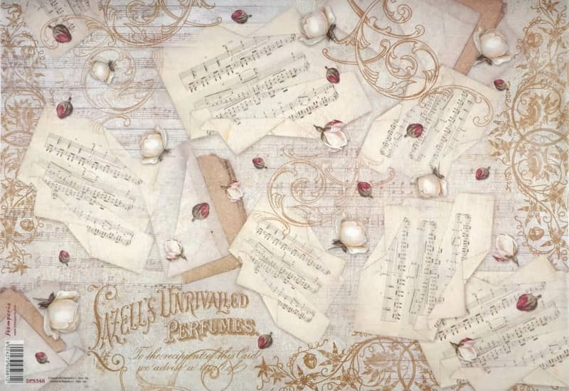 Stamperia Rice Paper 33x49cm – Music and Rosebuds DFS348