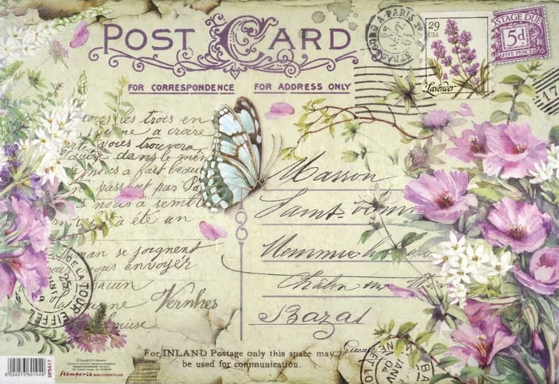 Rice Paper –  Violets and butterfly 33x49cm